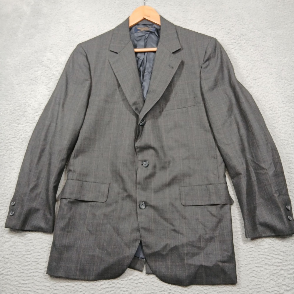 Brooks Brothers Makers Sport Coat Mens 40R Gray Pinstripe 100% Wool Made USA‎
